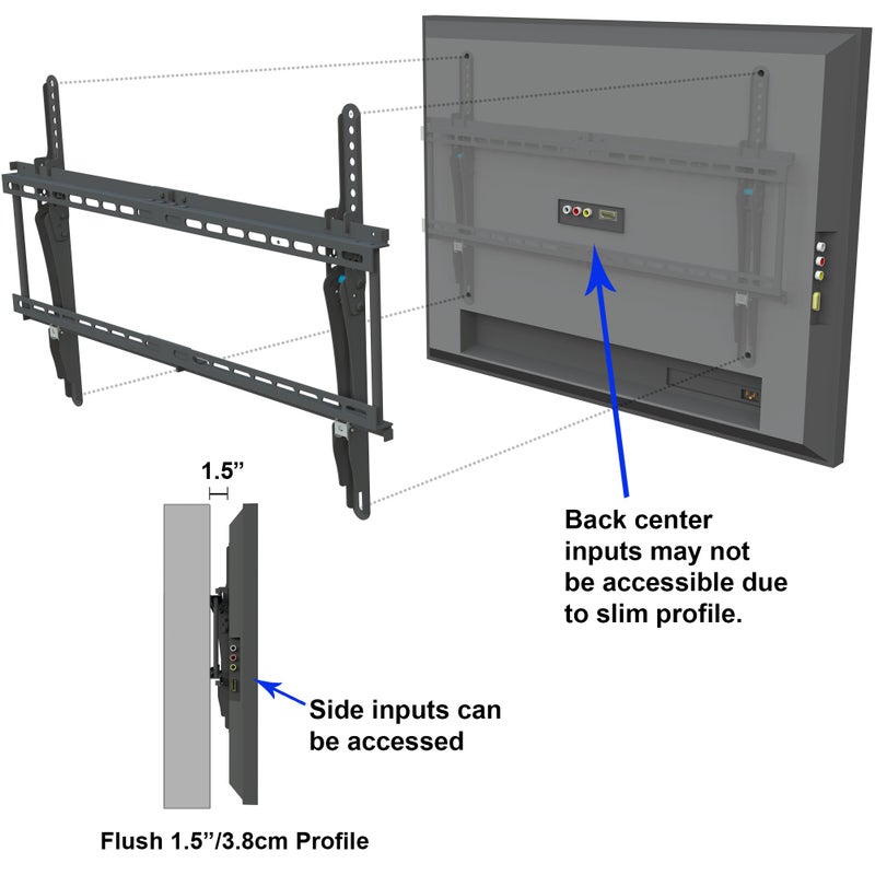 Cheetah APTMLB Tilt TV Wall Mount for 37-80" TVs, Newer Displays up to 100", 165lbs and VESA 800, Low 1.3" Profile, Fits 32" Studs, Universal LCD LED Curved or Flat Screen Tilting Mounting Bracket - Image 4